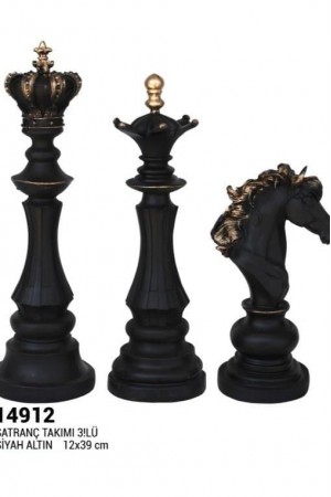 Satranç Takımı Altın Siyah 12x39 cm 3 lü…