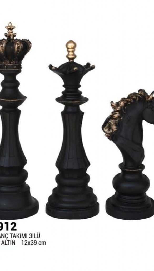 Satranç Takımı Altın Siyah 12x39 cm 3 lü Satranç Takımı Altın Siyah 12x39 cm 3 lü