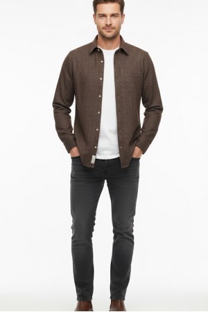 Buffon Örme Gömlek Kahve…