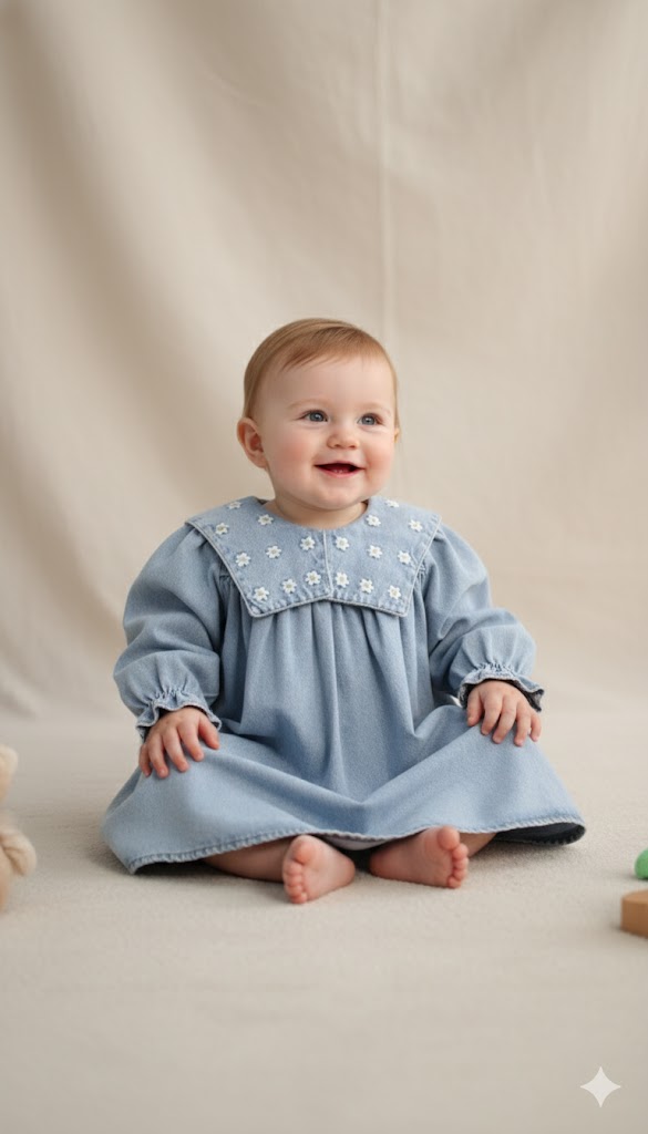 Şirin Girls Papatya Yaka Kot Elbise Açık Mavi (2-3 Yaş) Şirin Girls Papatya Yaka Kot Elbise Açık Mavi (2-3 Yaş)