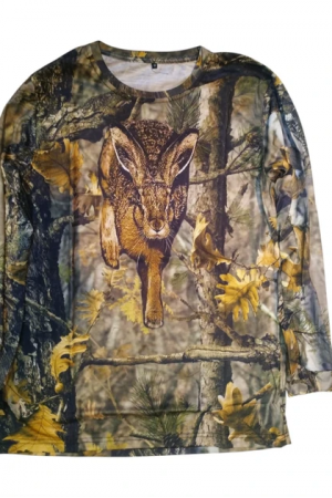 Tavşan Desenli Orman Kamuflaj Sıfır Yaka Uzun Kollu Sweatshirt…