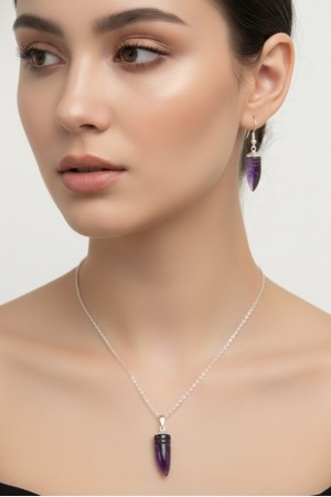 Ametist doğal taş kolye 6…