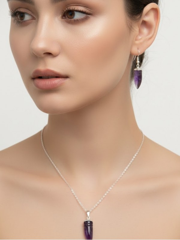 Ametist doğal taş kolye 6…