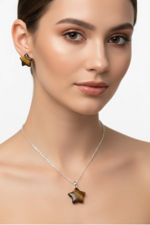 Kaplan gözü doğal taş kolye 9…