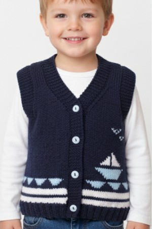 Gemi Desenli Örme Yelek…