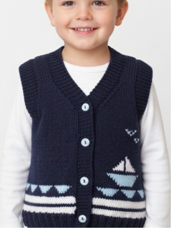 Gemi Desenli Örme Yelek…