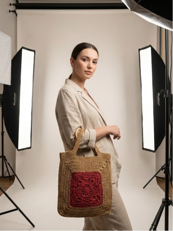 Örgü Çanta Kırmızı Detay…