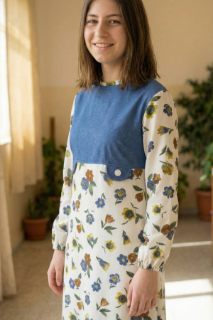 Kot Detaylı Çiçekli Elbise…