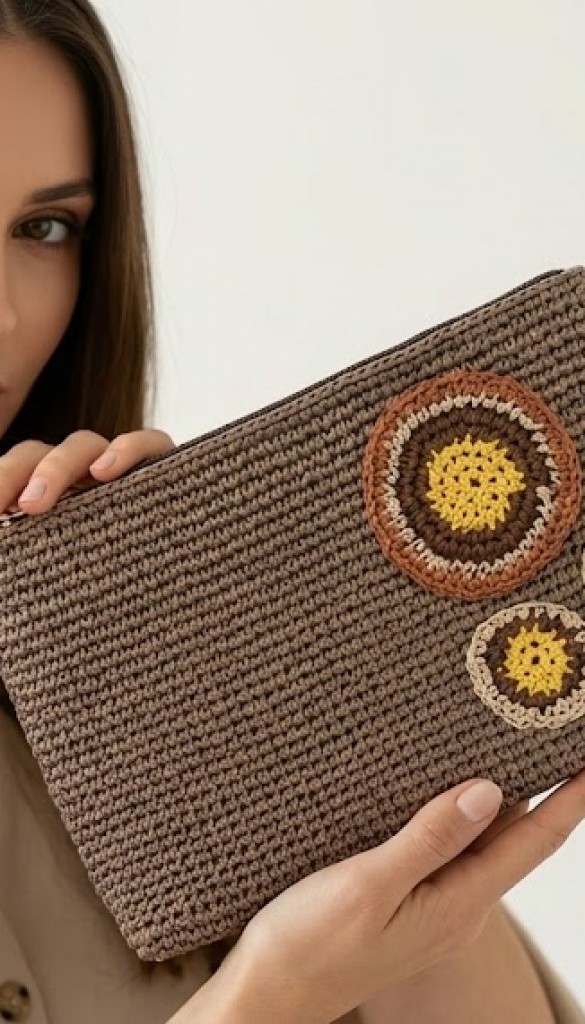 Örgü Çanta Yuvarlak Desenli Örgü Çanta Yuvarlak Desenli