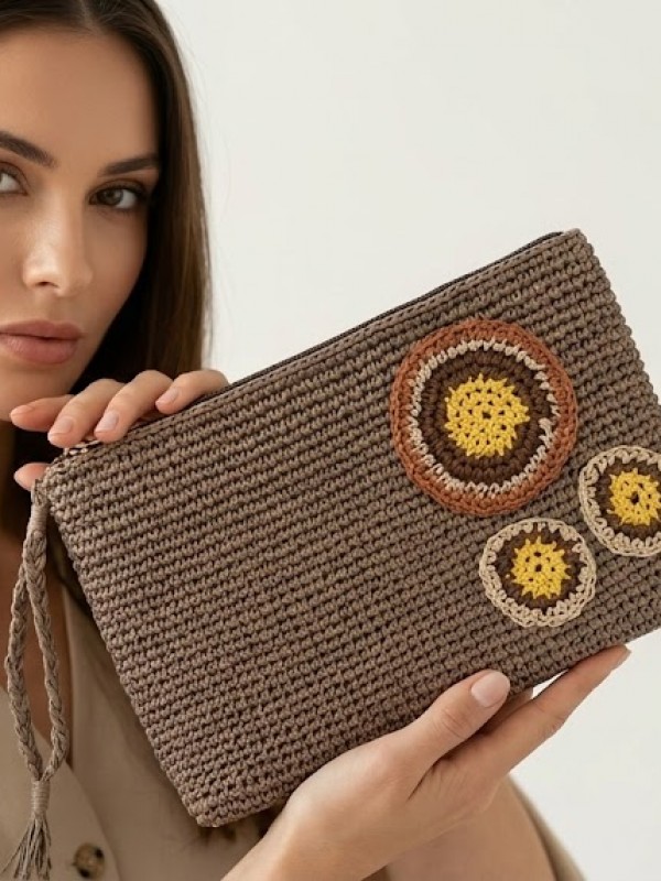 Örgü Çanta Yuvarlak Desenli…