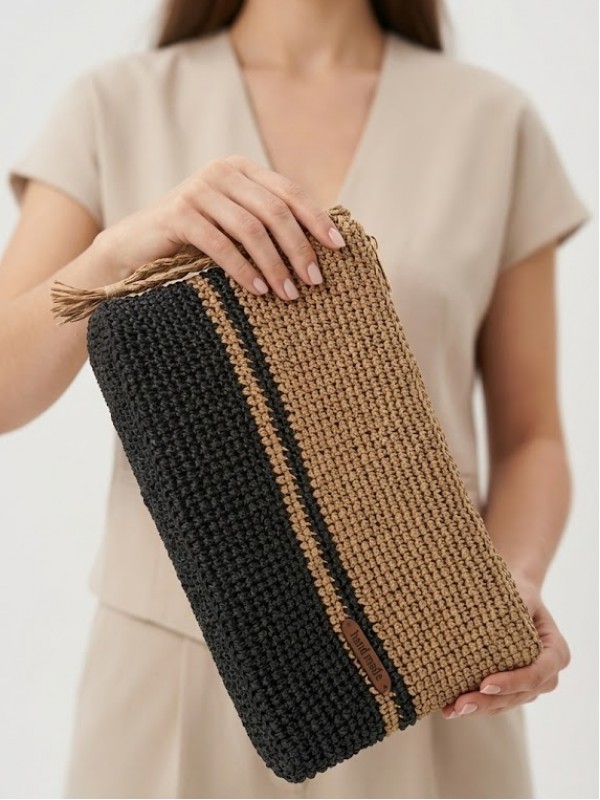 El Yapımı Örgü Çanta Krem & Lacivert…